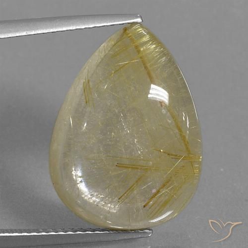 14.46ct 天然 非常に薄いゴールデンブラウン ルチルクォーツ, 洋梨の形, 透明