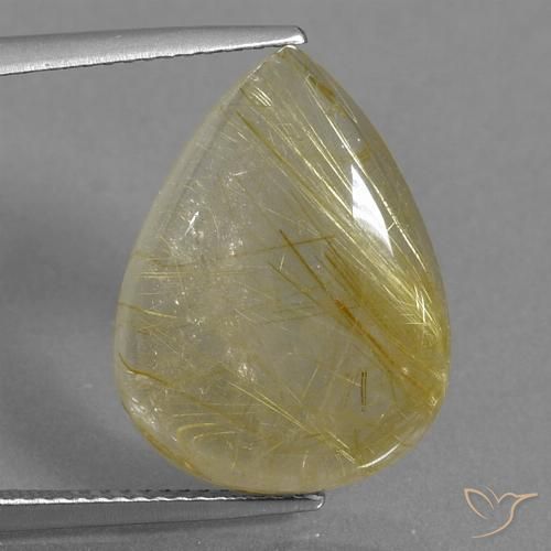 13.63ct 天然 黄金色の黄色 ルチルクォーツ, 洋梨の形, 透明