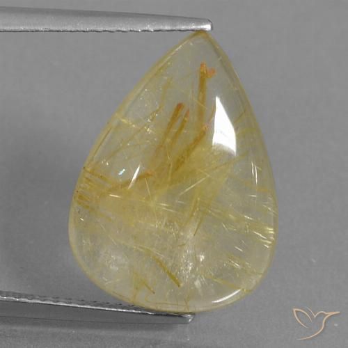 9.59ct 天然 黄金色の黄色 ルチルクォーツ, 洋梨の形, 透明