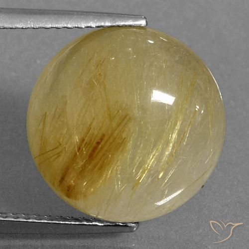 10.27ct 天然 黄色がかったゴールド ルチルクォーツ, ラウンド, 半透明
