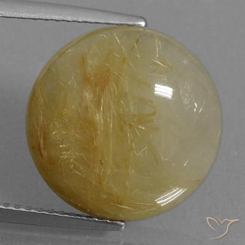 8.58ct 天然 非常に薄いゴールデンブラウン ルチルクォーツ, ラウンド, 半透明