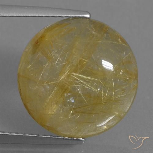 9.34ct 天然 非常に薄いゴールデンブラウン ルチルクォーツ, ラウンド, 透明