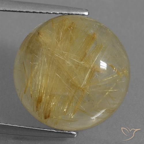 12.19ct 天然 非常に薄いゴールデンブラウン ルチルクォーツ, ラウンド, 透明