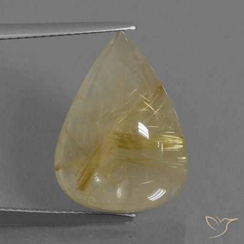 14.96ct 天然 明るいゴールド ルチルクォーツ, 洋梨の形, 透明