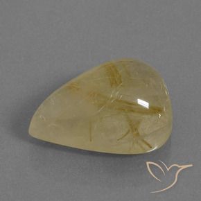 14.96カラットの天然明るいゴールドルチルクォーツ、洋梨の形、透明