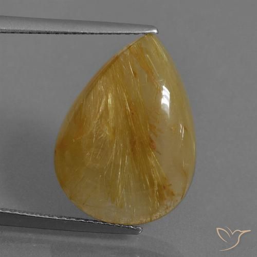 10.93ct 天然 黄金色の黄色 ルチルクォーツ, 洋梨の形, 半透明