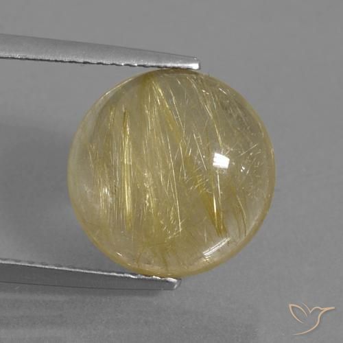 7.13ct 天然 非常に薄いゴールデンブラウン ルチルクォーツ, ラウンド, 透明
