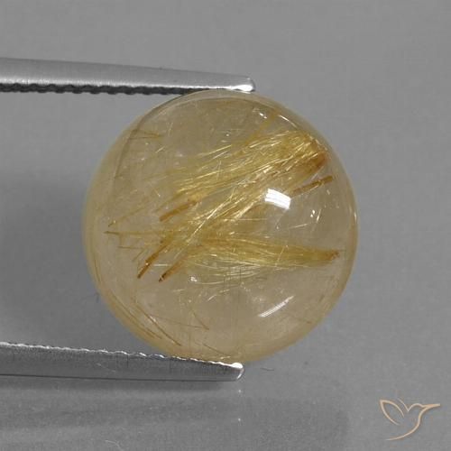 9.61ct 天然 ミディアムゴールド ルチルクォーツ, ラウンド, 透明