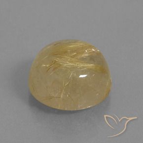 9.61カラットの天然ミディアムゴールドルチルクォーツ、ラウンド、透明