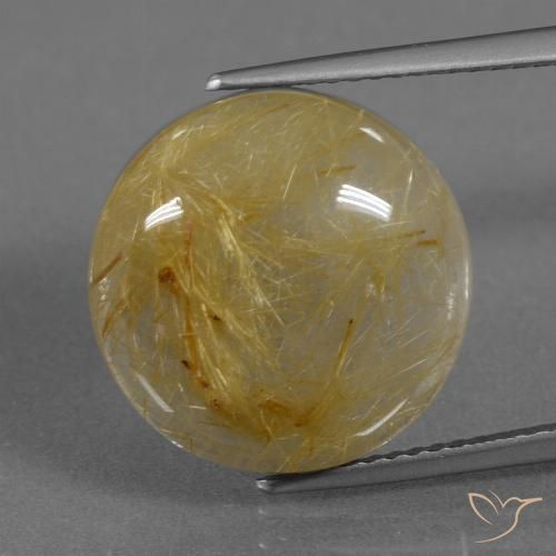 12.46ct 天然 ミディアムゴールド ルチルクォーツ, ラウンド, 半透明