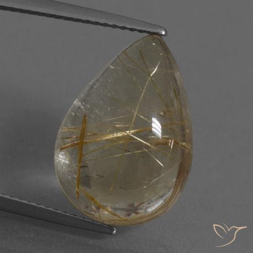 11.92ct 天然 ライトブラウン ルチルクォーツ, 洋梨の形, 透明