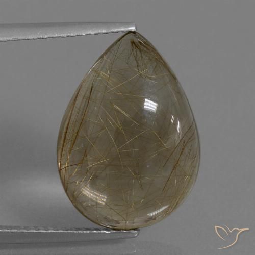 9.98ct 天然 ライトブラウン ルチルクォーツ, 洋梨の形, 透明