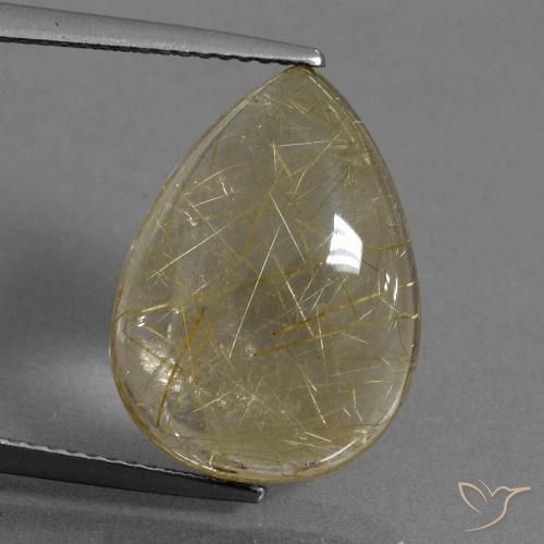 10.12ct 天然 薄いイエロー ルチルクォーツ, 洋梨の形, 透明