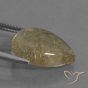 10.12カラットの天然薄いイエロールチルクォーツ、洋梨の形、透明