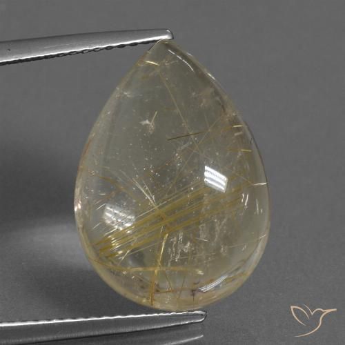 12.09ct 天然 ライトイエロー ルチルクォーツ, 洋梨の形, 透明