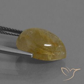 7.53カラットの天然ウォームイエロールチルクォーツ、洋梨の形、半透明