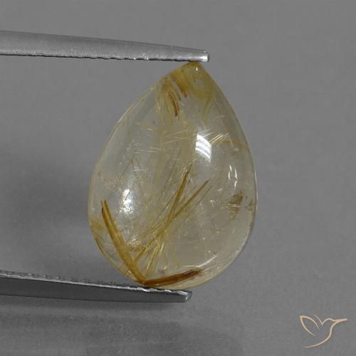 5.72ct 天然 アーシーイエロー ルチルクォーツ, 洋梨の形, 透明