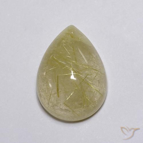 8.03ct 天然 ライトイエロー ルチルクォーツ, 洋梨の形, 透明