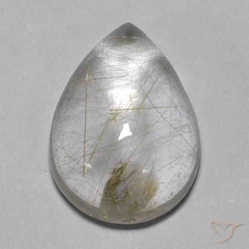 7.43ct 天然 ライトイエロー ルチルクォーツ, 洋梨の形, 透明
