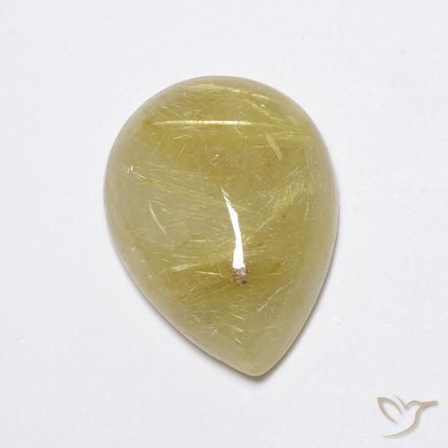 7.45ct 天然 薄いアーシーイエロー ルチルクォーツ, 洋梨の形, 半透明