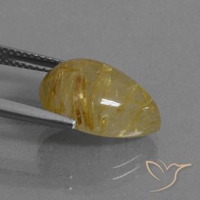 6.94カラットの天然ディジョンイエロールチルクォーツ、洋梨の形、半透明