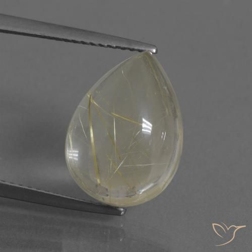 7.67ct 天然 ライトイエロー ルチルクォーツ, 洋梨の形, 透明