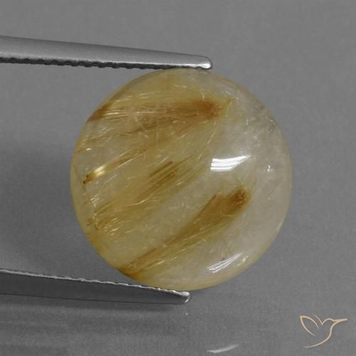 7.53ct 天然 ミディアムイエロー ルチルクォーツ, ラウンド, 透明
