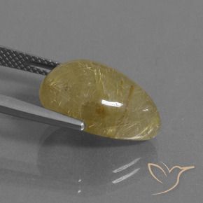 8.60カラットの天然非常に薄いゴールデンブラウンルチルクォーツ、洋梨の形、半透明
