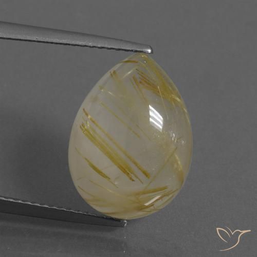 7.97ct 天然 トスカーナイエロー ルチルクォーツ, 洋梨の形, 透明