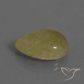7.62カラットの天然ミディアムイエロールチルクォーツ、洋梨の形、透明