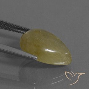 7.62カラットの天然ミディアムイエロールチルクォーツ、洋梨の形、透明