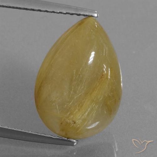 7.37ct 天然 アーシーイエロー ルチルクォーツ, 洋梨の形, 半透明