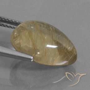 7.59カラットの天然非常に薄いゴールデンブラウンルチルクォーツ、洋梨の形、透明