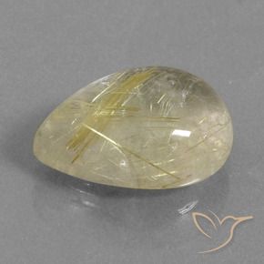 7.30カラットの天然薄いイエロールチルクォーツ、洋梨の形、透明