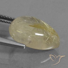 7.30カラットの天然薄いイエロールチルクォーツ、洋梨の形、透明