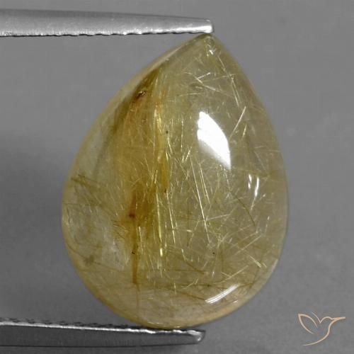 9.22ct 天然 ライトイエロー ルチルクォーツ, 洋梨の形, 透明
