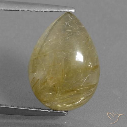 6.34ct 天然 薄いイエロー ルチルクォーツ, 洋梨の形, 半透明