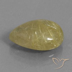 6.34カラットの天然薄いイエロールチルクォーツ、洋梨の形、半透明
