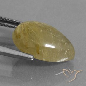 6.34カラットの天然薄いイエロールチルクォーツ、洋梨の形、半透明