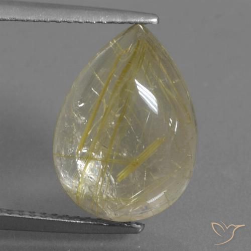 8.32ct 天然 非常に薄いディジョンイエロー ルチルクォーツ, 洋梨の形, 透明