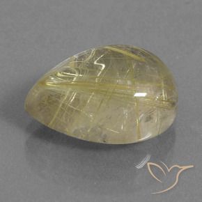 8.32カラットの天然非常に薄いディジョンイエロールチルクォーツ、洋梨の形、透明