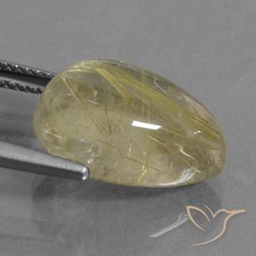 8.32カラットの天然非常に薄いディジョンイエロールチルクォーツ、洋梨の形、透明
