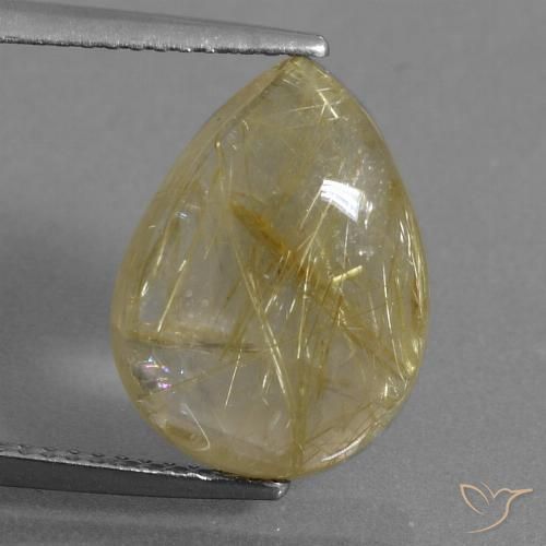 6.71ct 天然 トスカーナイエロー ルチルクォーツ, 洋梨の形, 透明