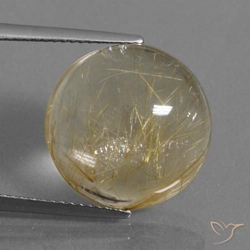 13.08ct 天然 非常に薄いゴールデンブラウン ルチルクォーツ, ラウンド, 透明