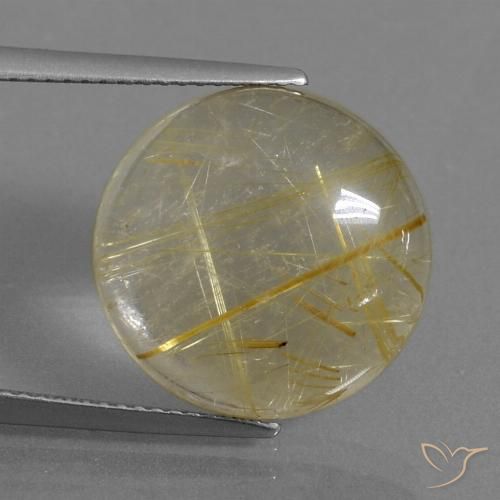 12.08ct 天然 ライトイエロー ルチルクォーツ, ラウンド, 透明