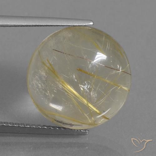 11.39ct 天然 ライトイエロー ルチルクォーツ, ラウンド, 透明