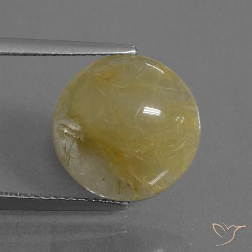 5.98ct 天然 ミディアムゴールド ルチルクォーツ, ラウンド, 半透明