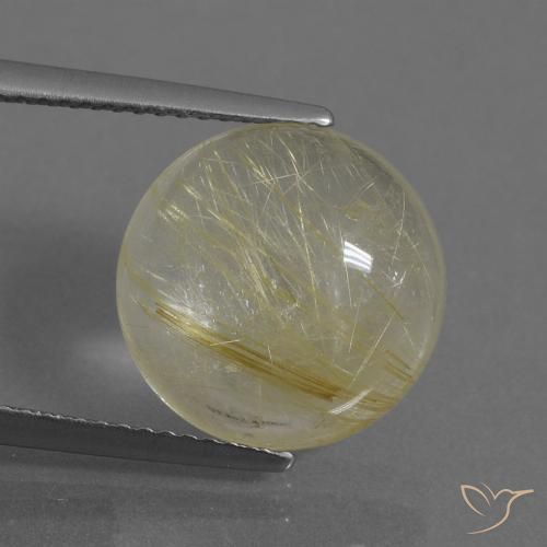 6.74ct 天然 ライトイエロー ルチルクォーツ, ラウンド, 透明