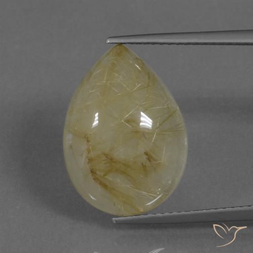 9.75ct 天然 トスカーナイエロー ルチルクォーツ, 洋梨の形, 半透明