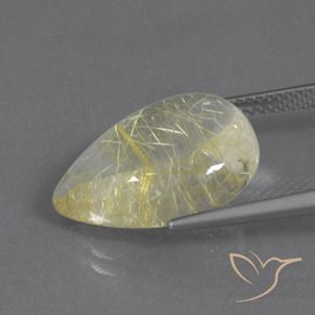 10.33カラットの天然バナナイエロールチルクォーツ、洋梨の形、透明